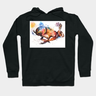 Splash and Dash running hare painting Hoodie